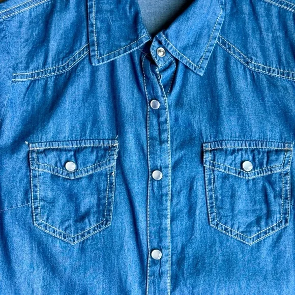 Iris‎ Los Angeles Denim Button Down Long Sleeve Shirt Size S - Picture 3 of 9